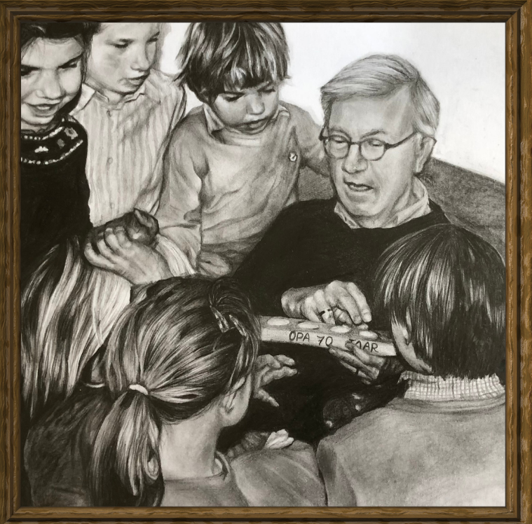 Portret opa en kleinkinderen