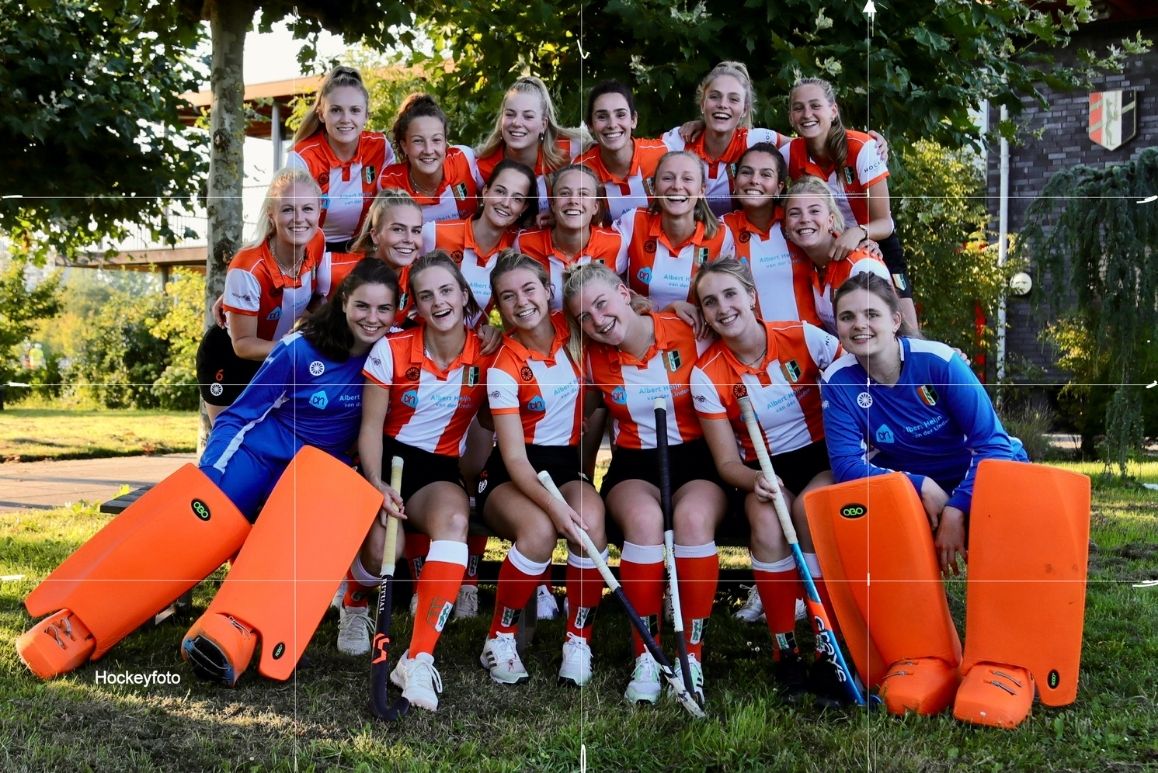 Orginele teamfoto met raster