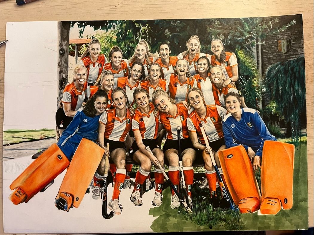 Portret teamfoto bijna afgemaakt